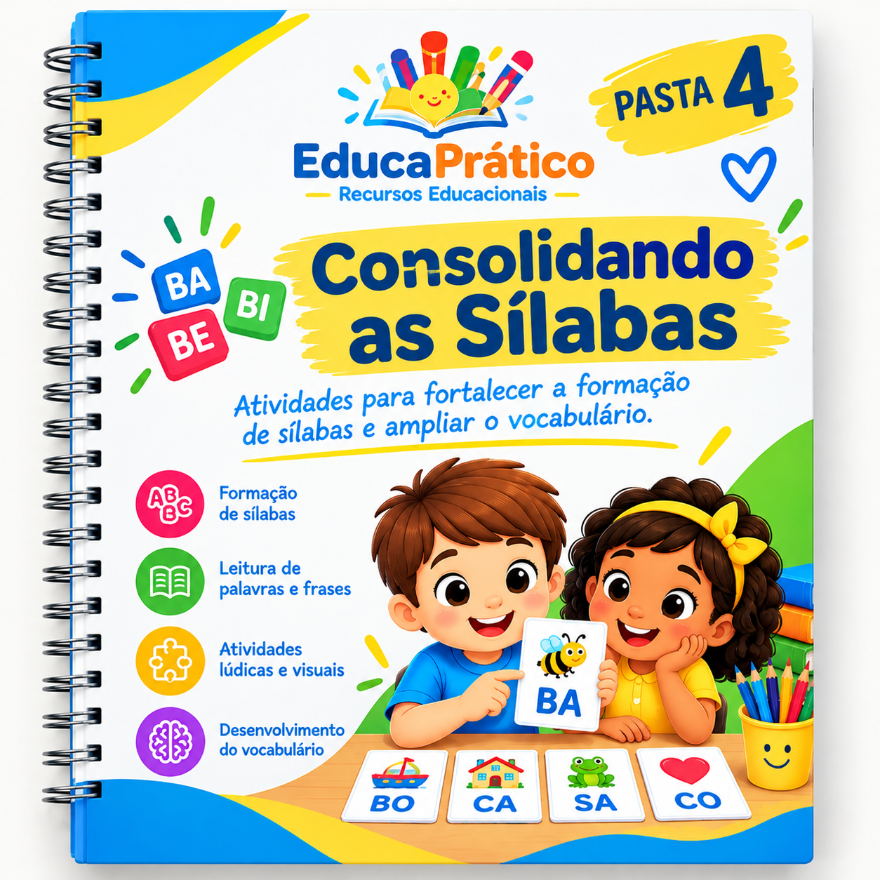 Capa ilustrativa da Pasta 4 — Consolidando as Sílabas